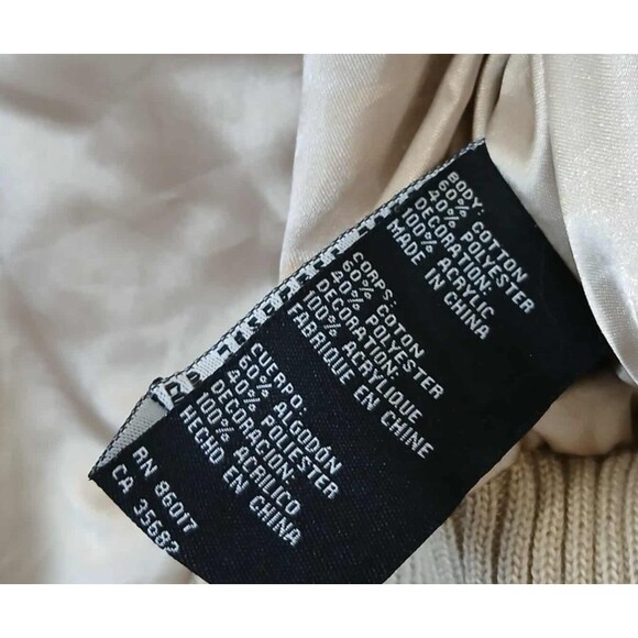 Bebe Vintage Y2K Cropped Moto Bomber Jacket Size M RARE Tan Beige Gold 00s Zip - Picture 8 of 9